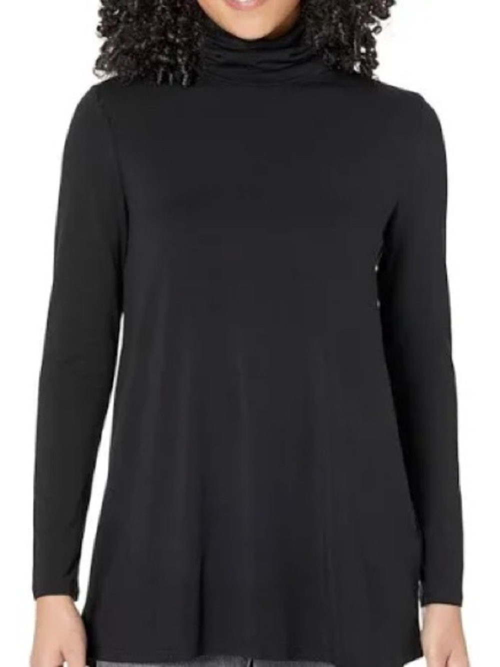 Eileen Fisher Srunch NK Black Women's Long Sleeve Turtleneck Tunic size Medium